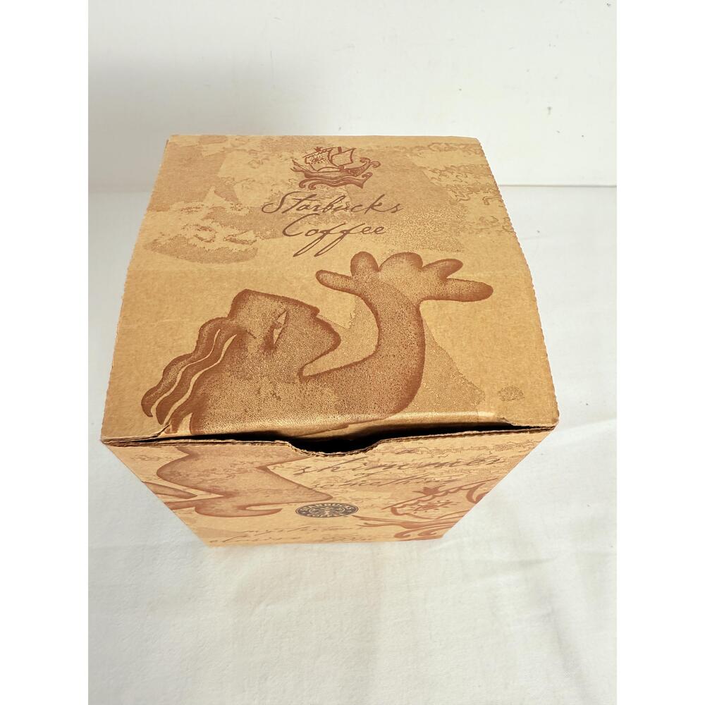 Starbucks Brown Embossed Trees Sledding Decorative Script Coffee Mug Box - Picture 12 of 12